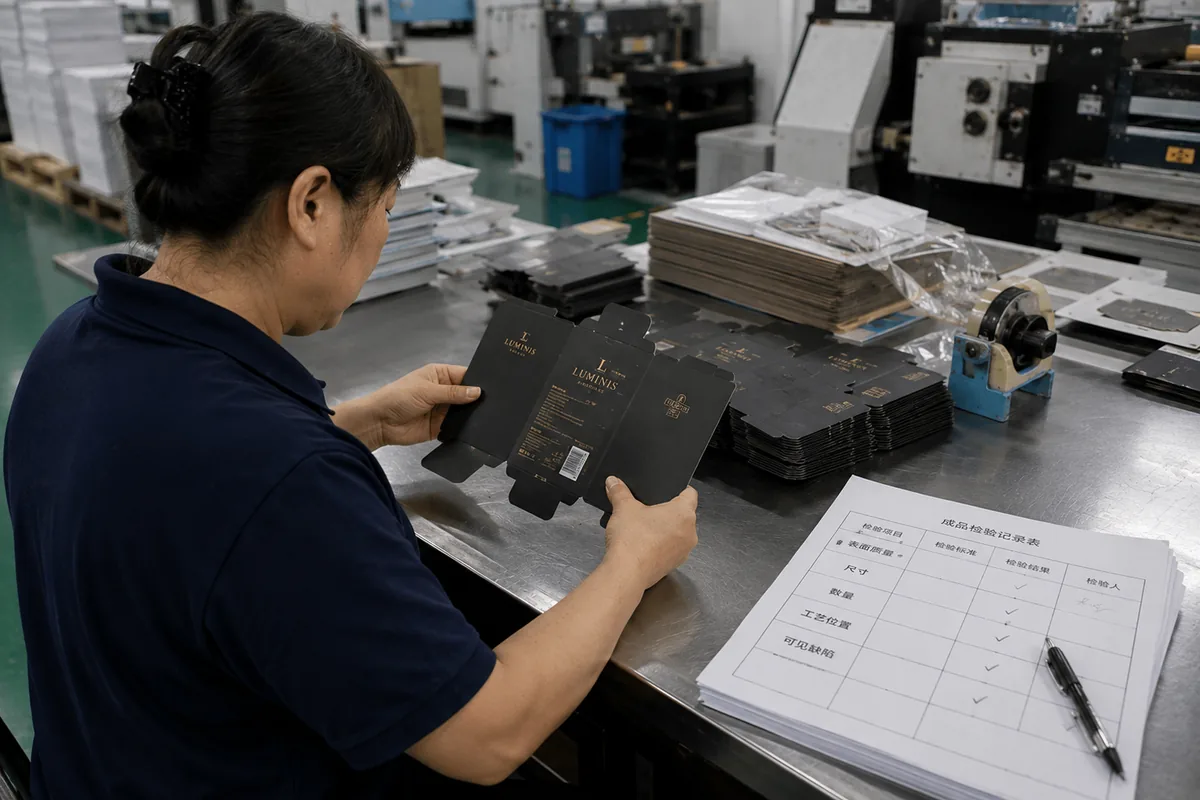Final review inspection for surface, size, quantity, finish position and visible defects