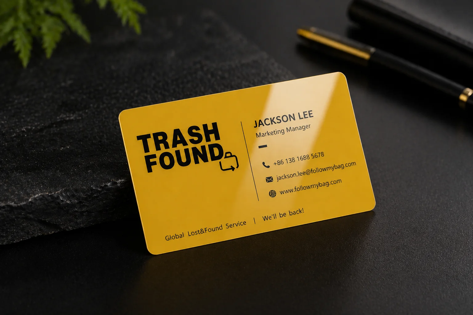 Custom printed glossy yellow PVC plastic business card