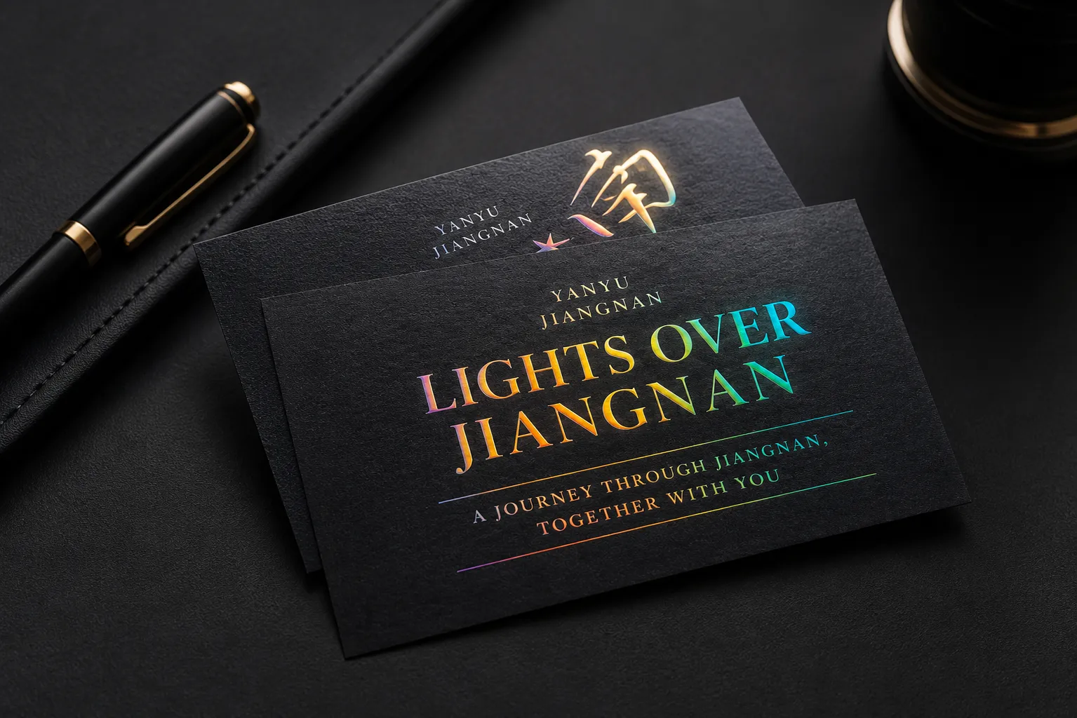 Foil business cards with metallic foil stamped brand details