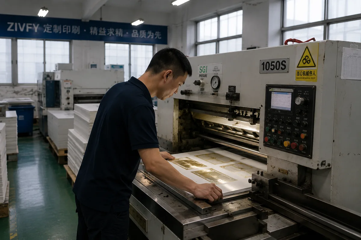 Post-print finishing machine setup for foil stamping, embossing, UV and die cutting