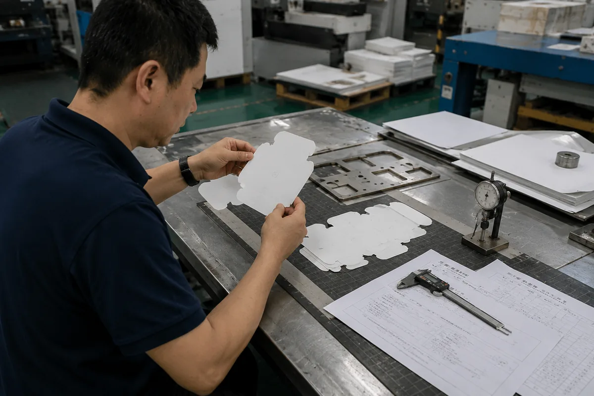 Shape control inspection for cut size, corner detail, die lines and shape accuracy