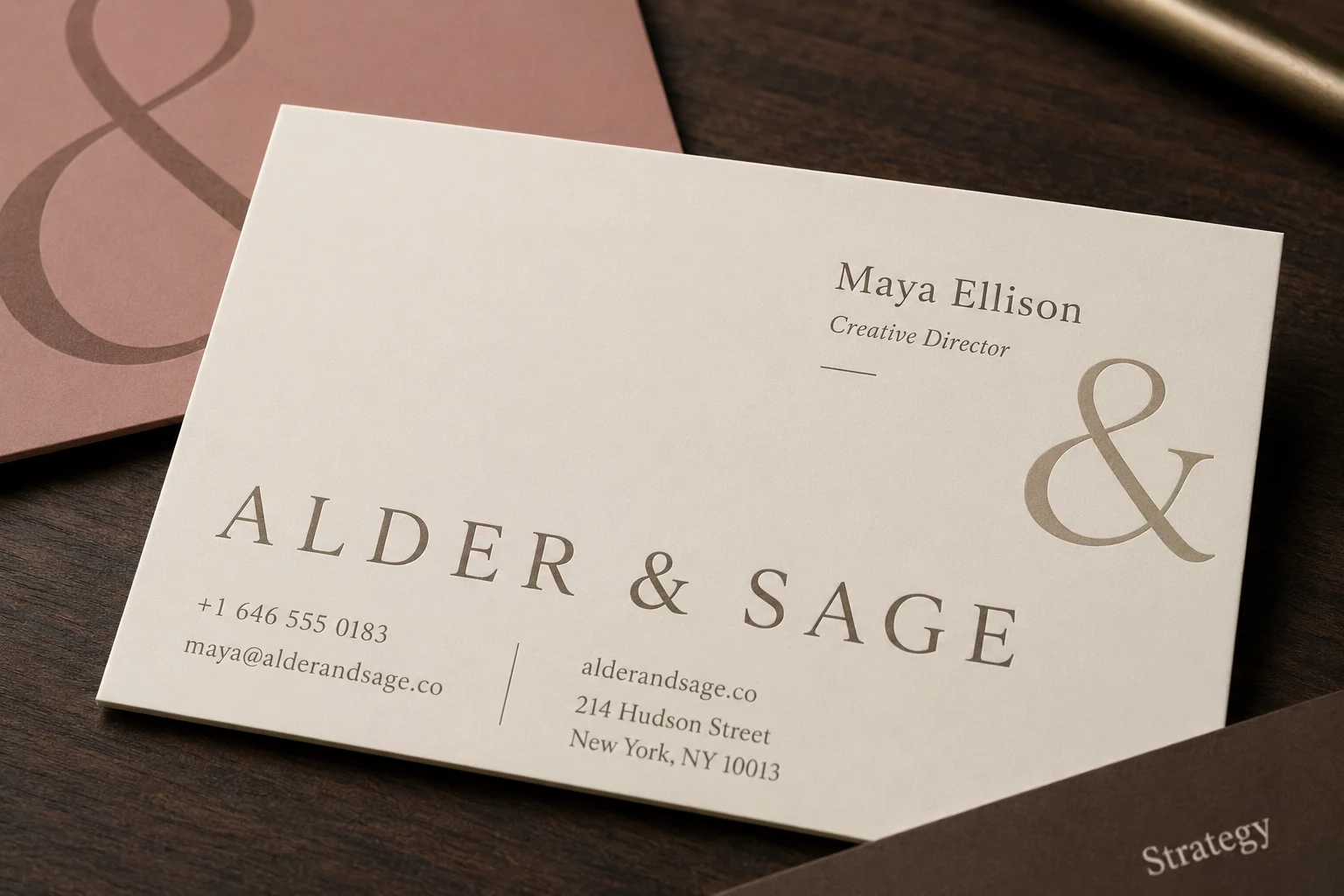 Close-up of a light soft touch matte business card showing a smooth low-glare surface and restrained typography.