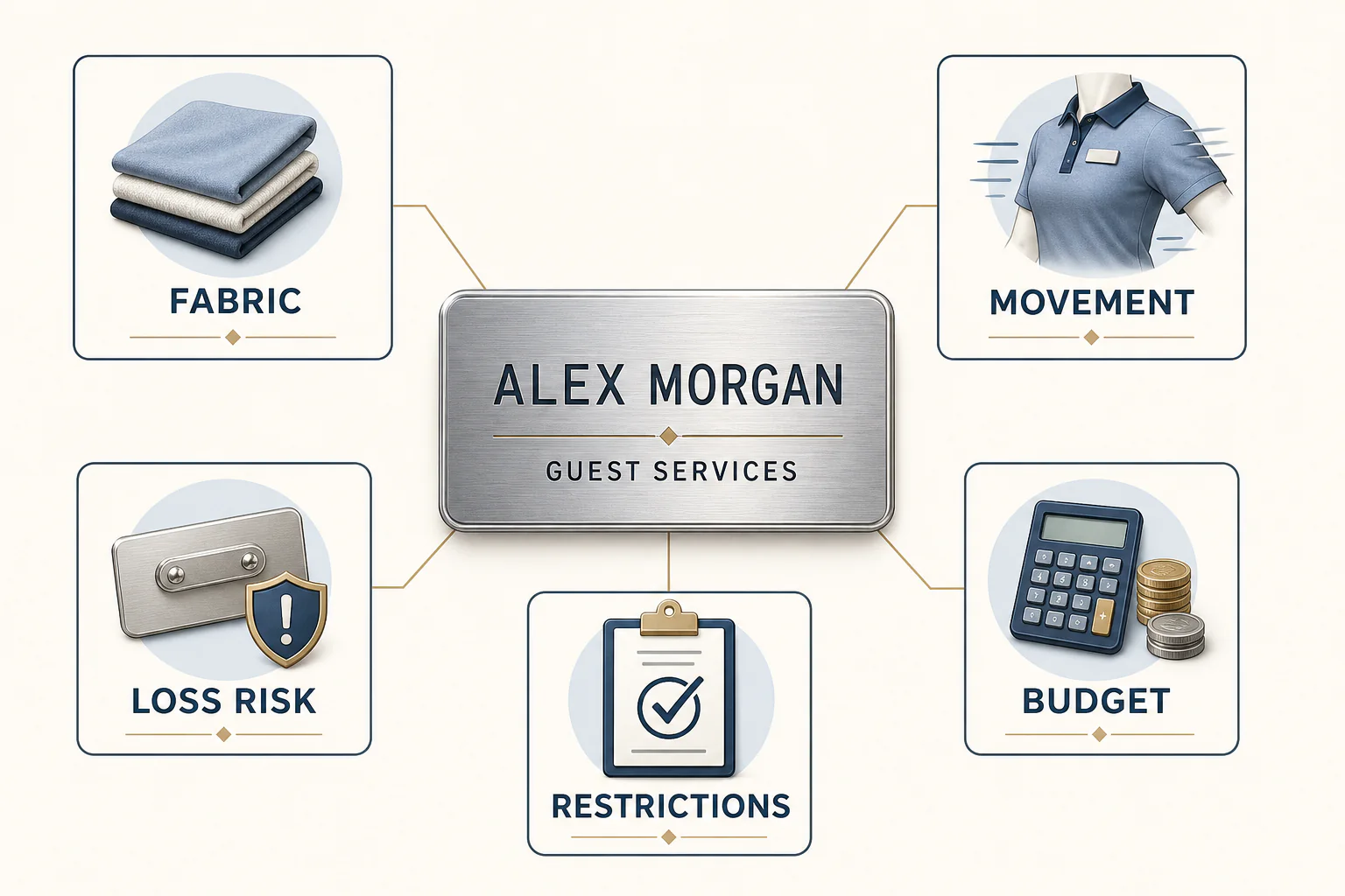 Five factors for choosing magnetic or pin name badge backings